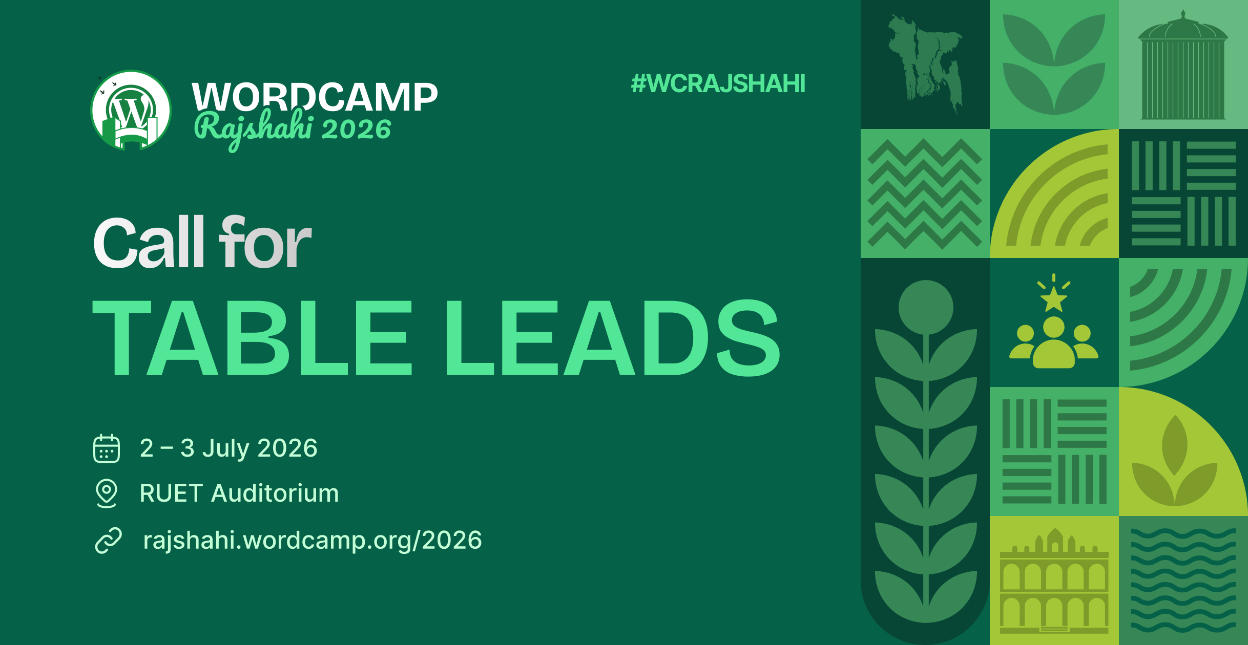 Call for Table Leads WordCamp Rajshahi 2026