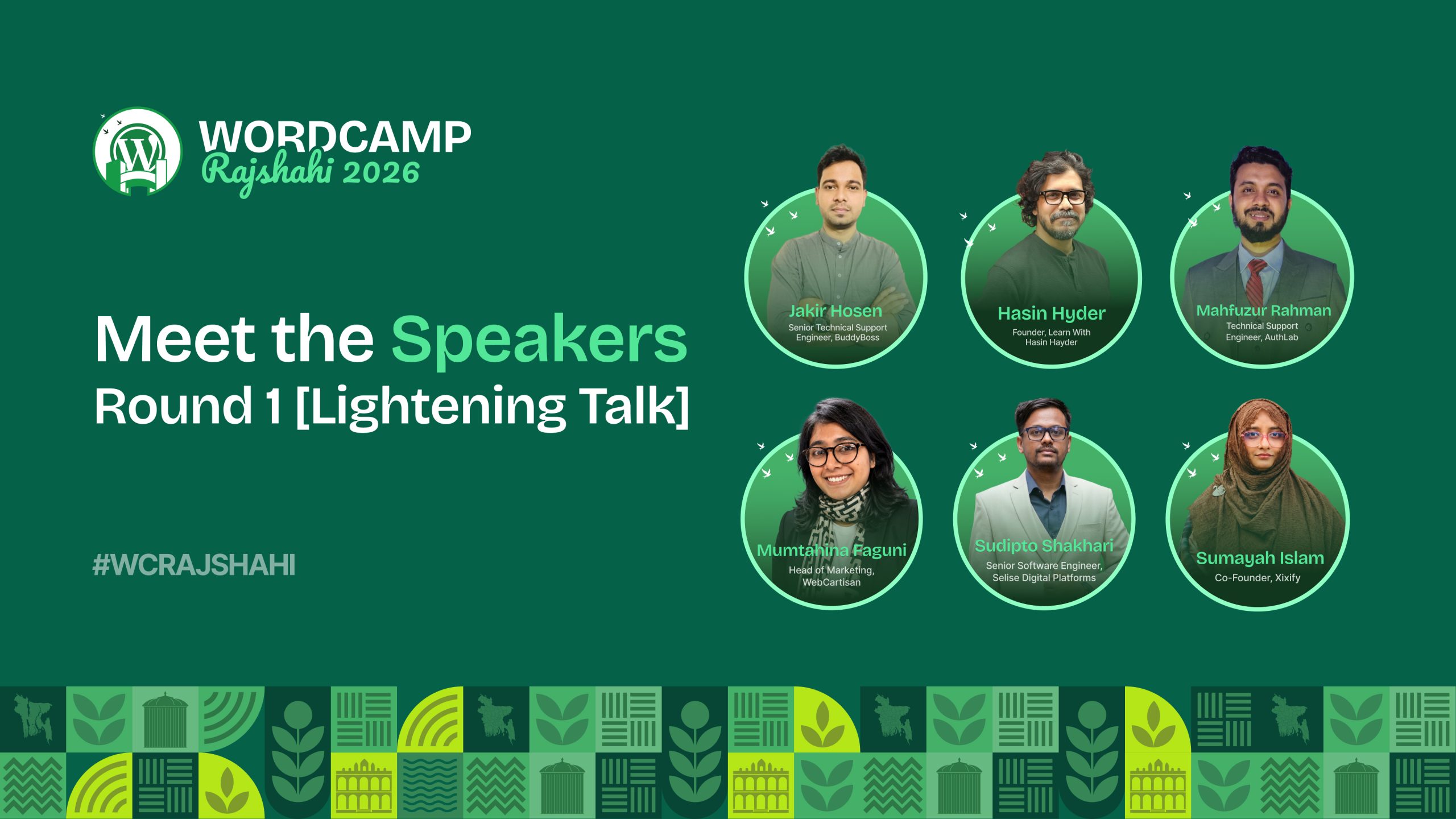 Meet the Speakers of WordCamp Rajshahi 2026: Round 1